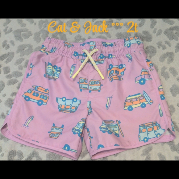 Cat & Jack Light Pink Kids Shorts with Vehicle Print - Picture 1 of 2